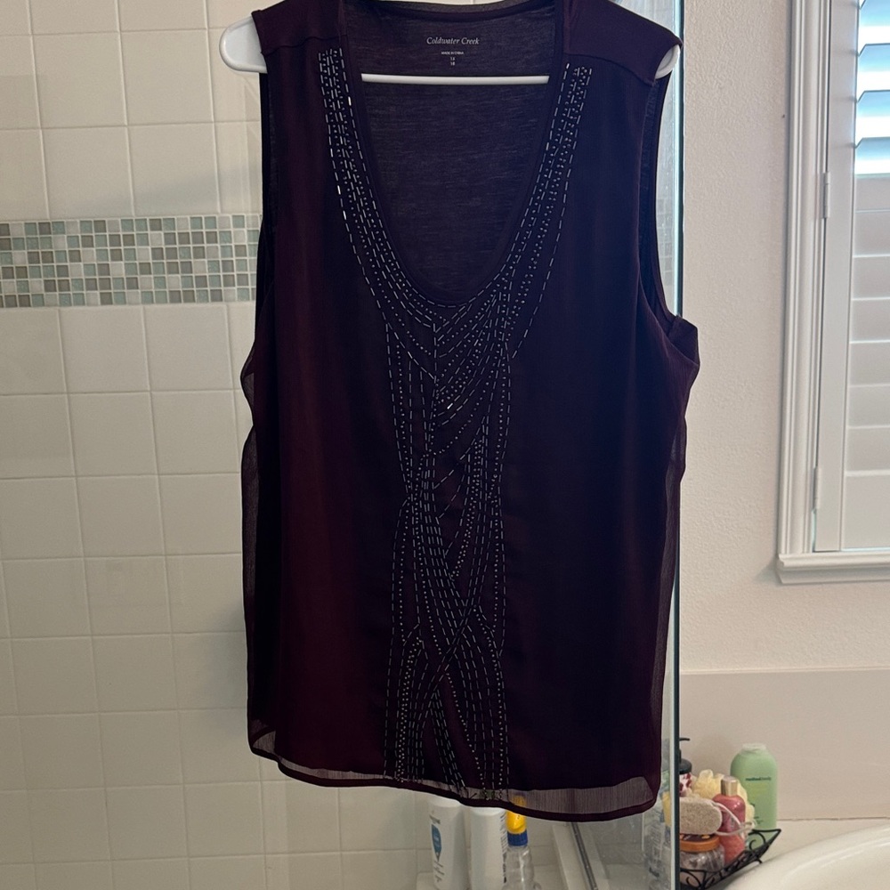 Coldwater Creek Women's Sleeveless Top - Rich Burgundy